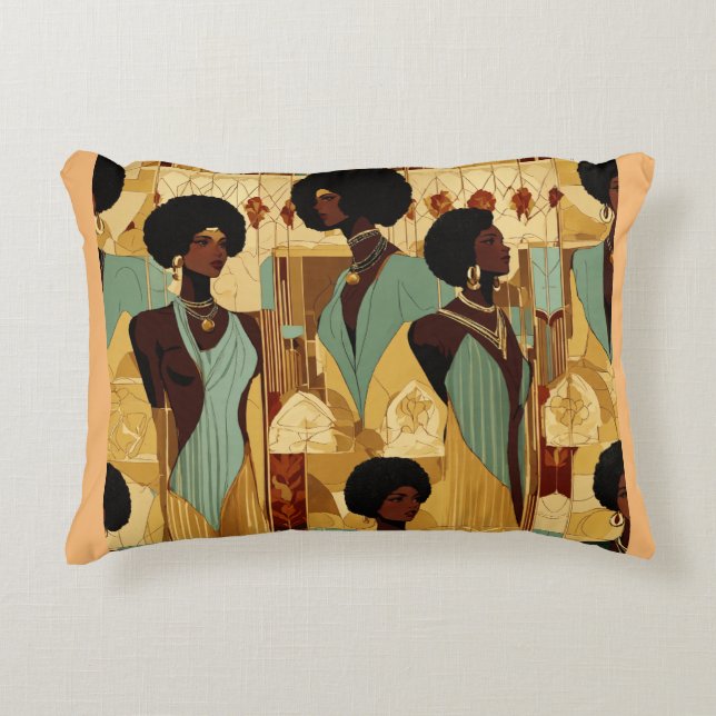 Afrozentrische Renaissancefrauen Gemustert 16"+12" Dekokissen (Vorderseite)