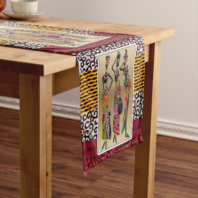 Afrozentrische Stammesfeier Kunst Kurzer Tischläufer (Beispiel)