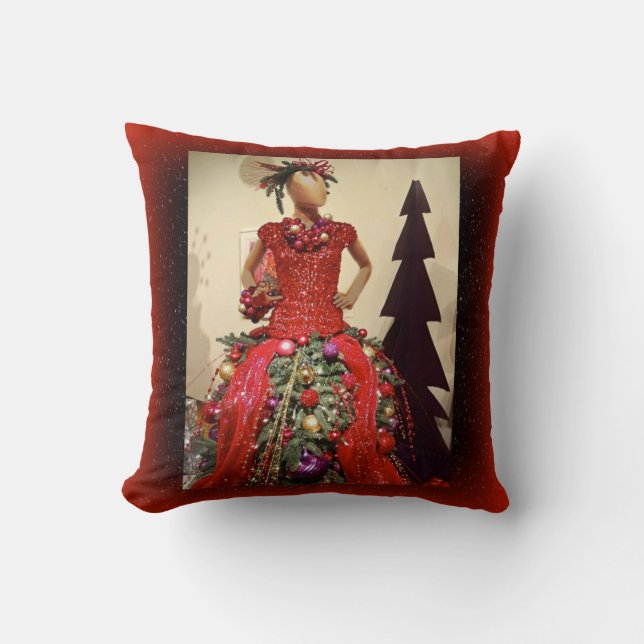 Afrozentrisches Kleid Form Mannequin Weihnachtsbau Kissen (Vorderseite)