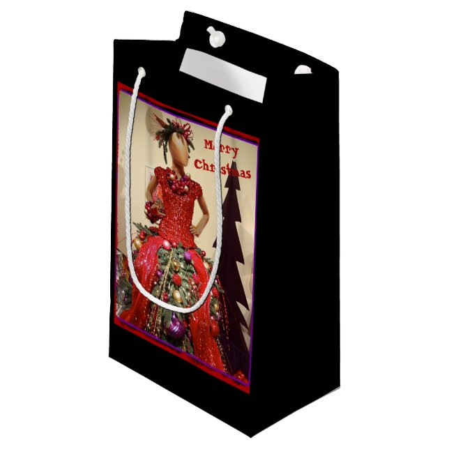 Afrozentrisches Kleid Form Mannequin Weihnachtsbau Kleine Geschenktüte (Vorderseite Schrägansicht)