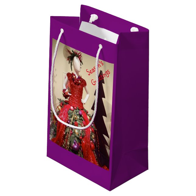 Afrozentrisches Kleid Form Mannequin Weihnachtsbau Kleine Geschenktüte (Rückseite Schrägansicht)