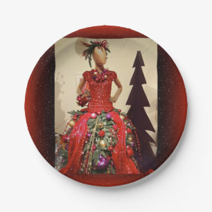 Afrozentrisches Kleid Form Mannequin Weihnachtsbau Pappteller