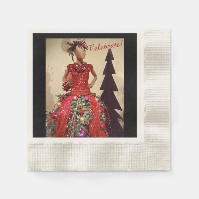 Afrozentrisches Kleid Form Mannequin Weihnachtsbau Serviette (Vorderseite)