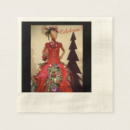 Afrozentrisches Kleid Form Mannequin Weihnachtsbau Serviette