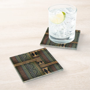 Afrozentrisches Tribal Motif Muster drucken Glasuntersetzer