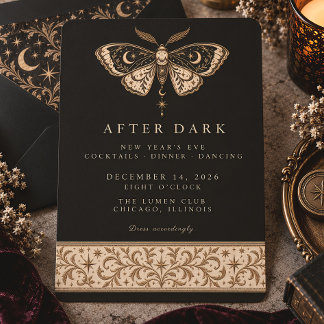After Dark Celestial Moth Elegante Party Einladung