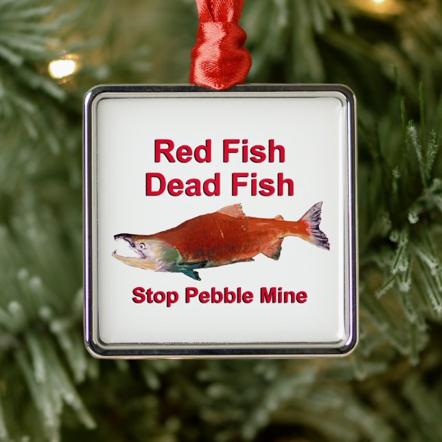 After Salmon - Stop Pebble Mine Ornament Aus Metall (Baum)