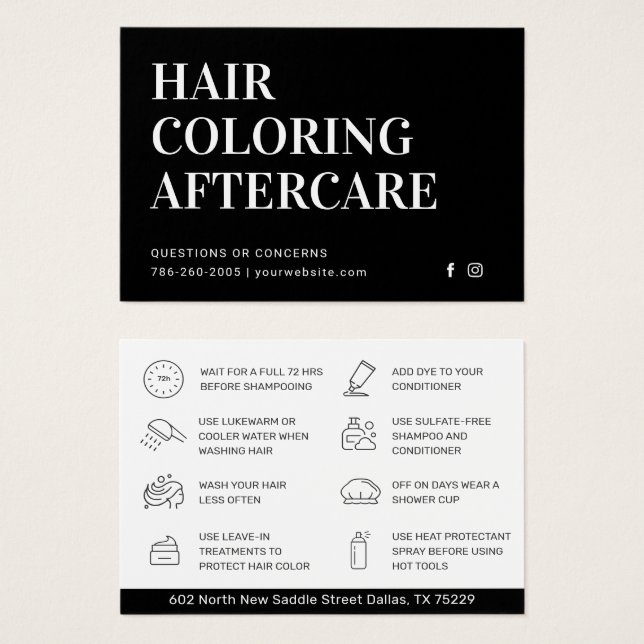 Aftercare Business Card zum Färben von Haaren (Vorne & Hinten)