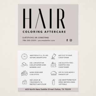 Aftercare Business Card zum Färben von Haaren