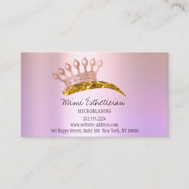 Aftercare Instruction Eyebrow Crown Rose Lavendel Visitenkarte (Vorderseite)