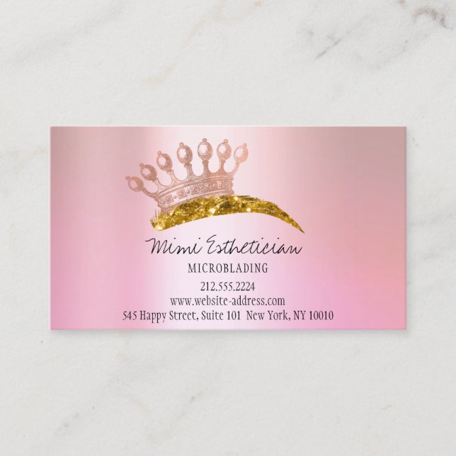 Aftercare Instruction Eyebrow Crown Rose Pink Gold Visitenkarte (Vorderseite)