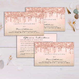 Aftercare Instructions Eyelash Rose Glitzer Tropfe Visitenkarte