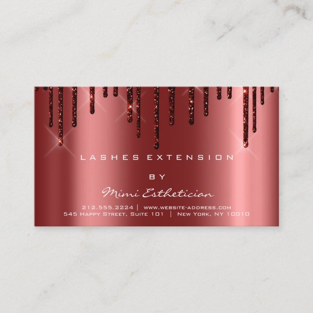 Aftercare Instructions Lash Burgundy Tropfens Spar Visitenkarte (Vorderseite)