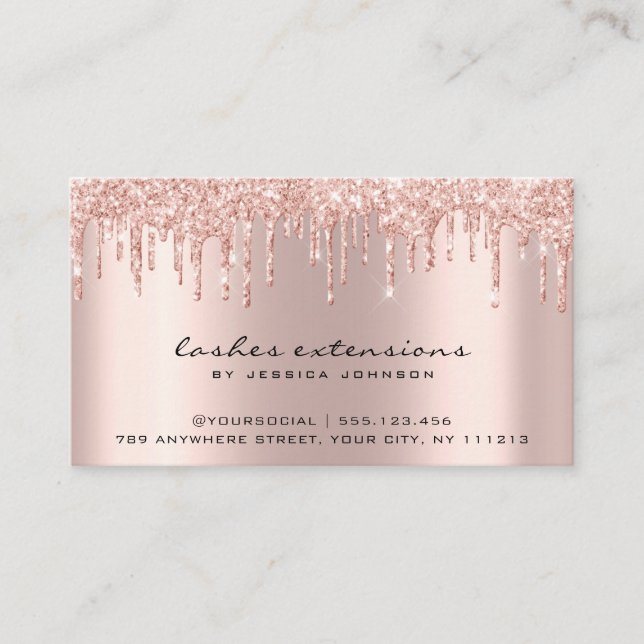 Aftercare Instructions Lash Rose Gold Tropfens Spa Visitenkarte (Vorderseite)