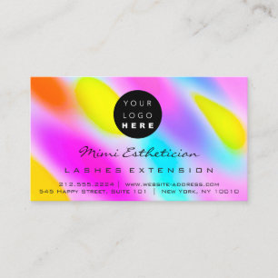 Aftercare Instructions Lashes Pink Holograph Logo Visitenkarte