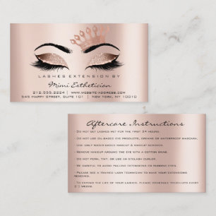 Aftercare Instructions Lashes Rose Crown Visitenkarte