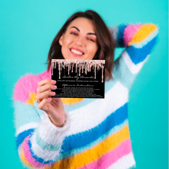 Aftercare Instructions Lashes Rose Tropfen Makeup Einladung (Aftercare Instructions Lashes Rose Drips Makeup Invitation)