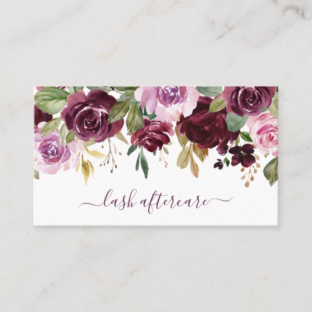 Aftercare Lashes Lila Wasser Visitenkarte (Vorderseite)