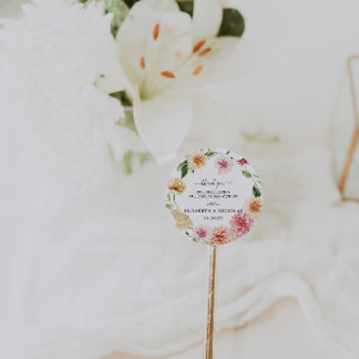 Afterglow Floral Garden | Wedding Favor Runder Aufkleber