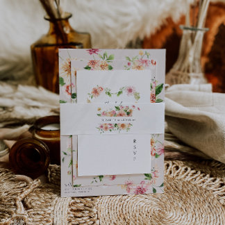 Afterglow Monogram | Romantic Floral Wedding Einladungsbanderole