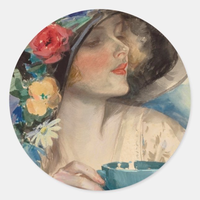 Afternoon Tea - Harrison Fisher Runder Aufkleber (Vorderseite)