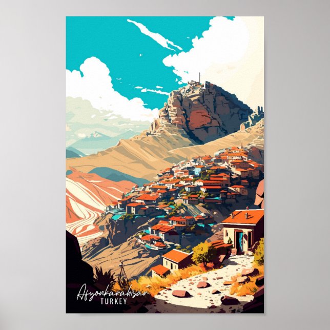 Afyonkarahisar Türkei Vintage Reise Illustration Poster (Vorne)