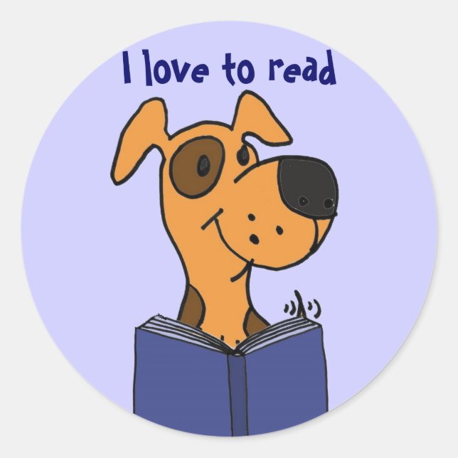 AG- I Liebe, Hunde-Cartoon-Aufkleber zu lesen Runder Aufkleber (Vorderseite)