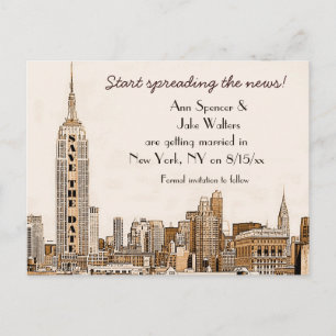 AG - NYC Skyline Etched 01 Save the Date Ankündigungspostkarte