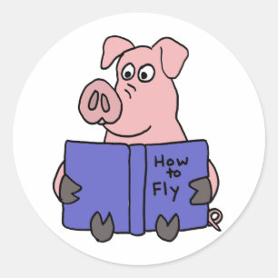 AG, Schwein-Lesung wie zum Fliegen-Buch Runder Aufkleber