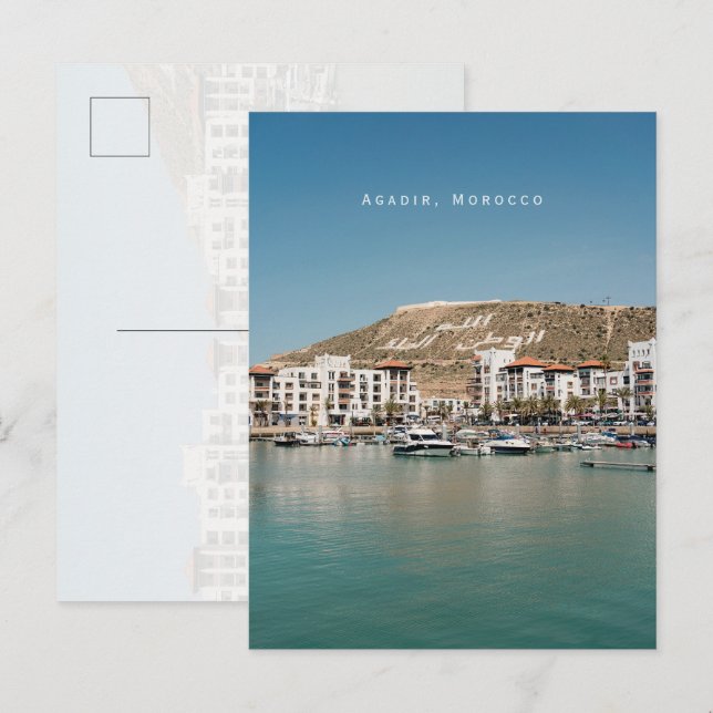 Agadir Marokko Marina Reise Postkarte (Vorne/Hinten)