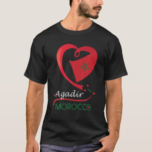 Agadir Marokko Nationales Flaggenstaat Herzemblem  T-Shirt