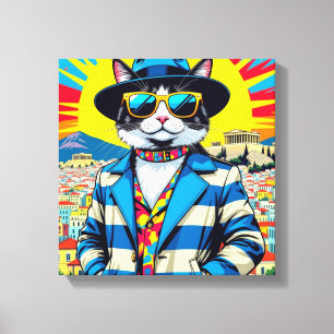 ÄGÄISCHE KATZE-GROSSSTADTKATZE LEINWANDDRUCK