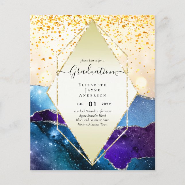 Agaite Glitzer GRADULATION Party lädt Glam CHIC ei Flyer (Vorne)