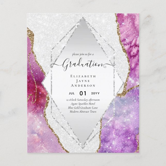 Agaite Glitzer GRADULATION Party lädt Glam CHIC ei Flyer (Vorne)