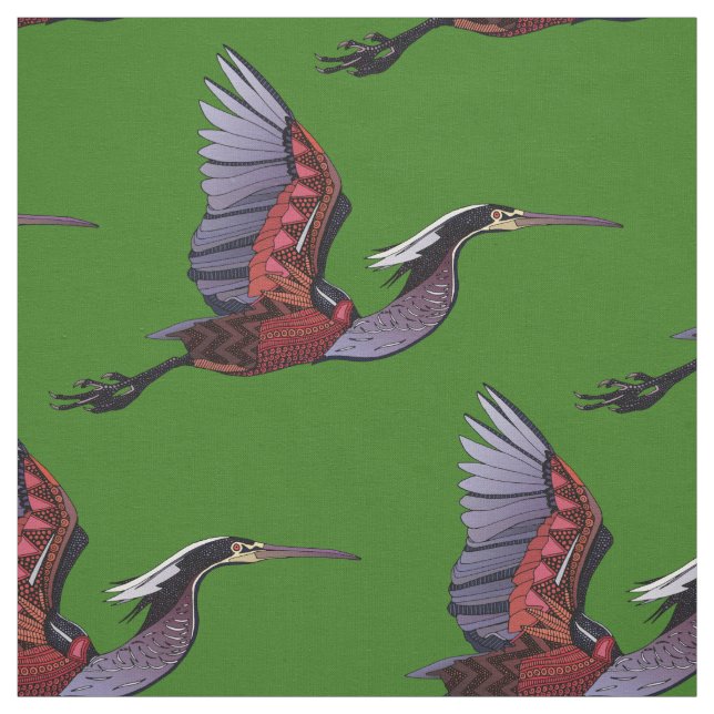 Agami Heron grüner Stoff (Muster)