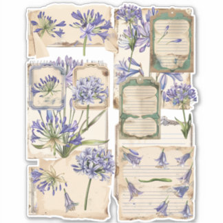 Agapanthus Blume Fussy Cut Ephemera 2 Aufkleber
