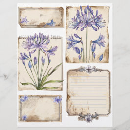Agapanthus Blume Fussy Cut Ephemera Briefbogen