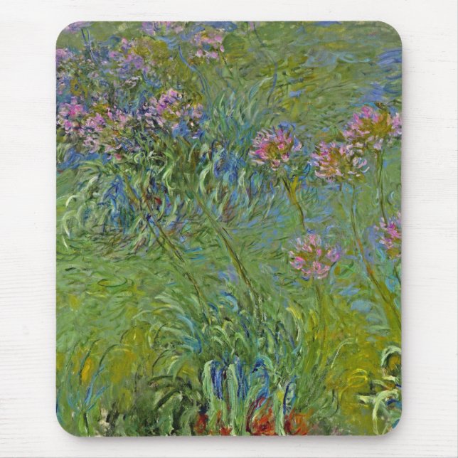 Agapanthus-Blume (von Claude Monet) Mousepad (Vorne)