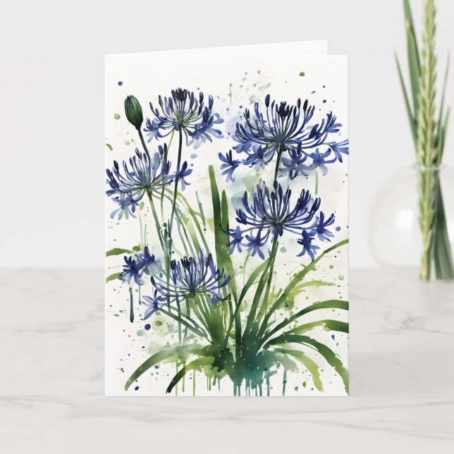 Agapanthus - Watercolor flowers iPad mini cover Karte (Vorderseite)