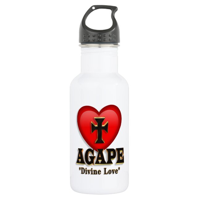 Agape Herzsymbol für Gottes göttliche Liebe Edelstahlflasche (Vorderseite)