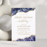 Agate 16 . Geburtstag 16 Navy Blue Gold Einladung<br><div class="desc">Agate Geode Navy Blue and Gold Foil Birthday Party Einladungen - beinhaltet ein modernes und elegantes Drehbuch für die besondere 16 . Geburtstag (16. Geburtstagsfeier).</div>