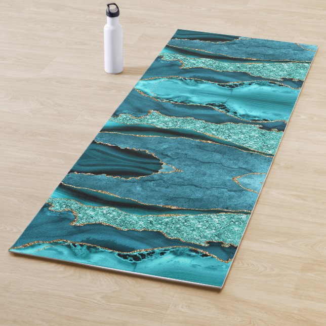 Agate Aquamarin Blue Gold Aqua Yoga Mat Yogamatte (Beispiel)
