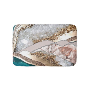 Agate Aquamarin Blue Gold Glitzer Marbella Aqua Badematte