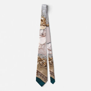 Agate Aquamarin Blue Gold Glitzer Marbella Aqua Krawatte