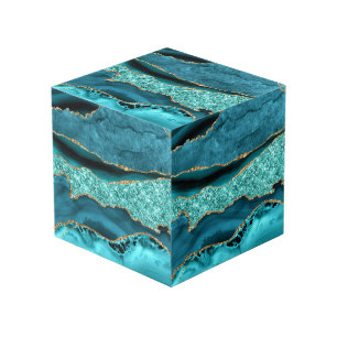 Agate Aquamarin Blue Gold Glitzer Marbella Aqua Würfel