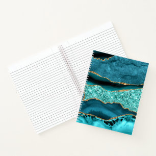 Agate Aquamarin Blue Gold Marble Turquoise Noteboo Notizbuch