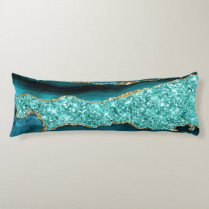Agate Aquamarin Blue Gold Marmor Aqua Türkis Kisse Seitenschläferkissen