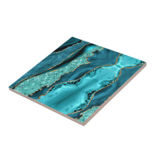 Agate Aquamarin Blue Gold Marmor Türkis Keramik Ti Fliese