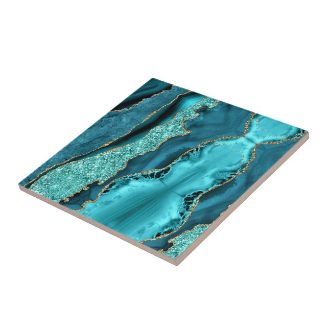 Agate Aquamarin Blue Gold Marmor Türkis Keramik Ti Fliese (Seite)