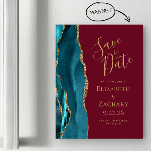 Agate Aquamarin Gold Burgundy Magnetic Save the Da Magnetkarte